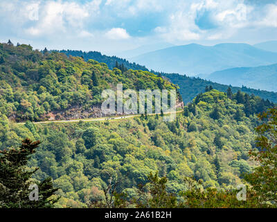 Blue Ridge Parkway in den Smokey Mountains in North Carolina im Unted States Stockfoto