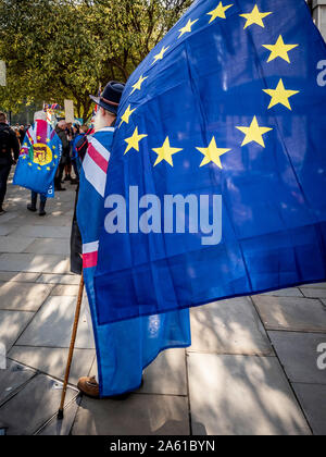Anti-Brexit Demonstranten vor das Parlament, Westminster, London, Großbritannien. Stockfoto