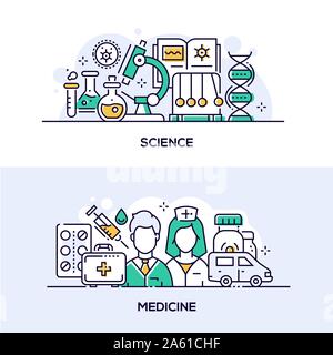 Die moderne Wissenschaft und Medizin banner Vorlagen Stock Vektor
