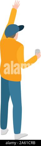 Junger Mann suche taxi Symbol, isometrische Stil Stock Vektor