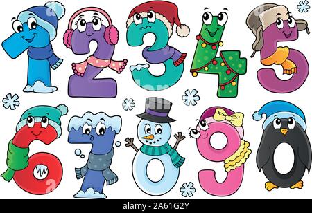 Winter zahlen Theme, 1-eps 10 Vector Illustration. Stock Vektor