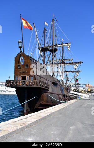 El Galeon, eine Nachbildung einer spanischen Galeone aus dem 16. Jahrhundert, Almeria, Spanien Stockfoto