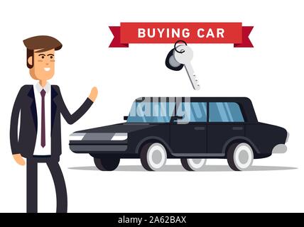 Design-Konzept der Wahl Auto und Kauf. Stock Vektor