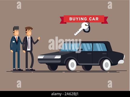 Design-Konzept der Wahl Auto und Kauf. Stock Vektor