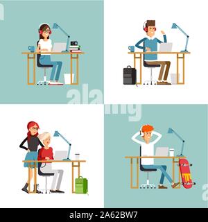 Kreative Mitarbeiter, die in Co-Office arbeiten Stock Vektor