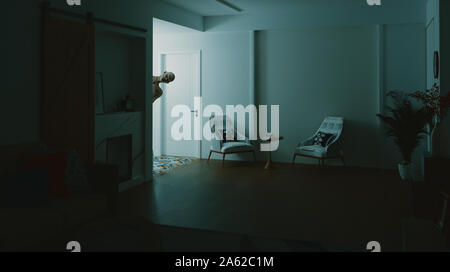 Horror Szene einer unheimlichen Kreatur. 3D-Rendering Stockfoto