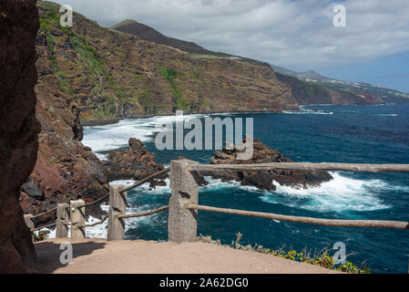 Sicht auf den Strand von Nogales, La Palma Stockfoto