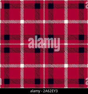 Klassische Hand-Drawn Blau Weiß und Rot Holzfäller Plaid Checks Vektor nahtlose Muster. Traditionelle Retro Textildruck Perfekt für Mode, Wohnkultur Stock Vektor