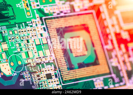 Leiterplatte, Technologie und Kommunikation Konzept Hintergrund Stockfoto