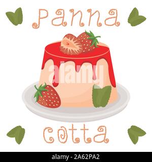 Abstrakt Vektor icon Abbildung: Logo für Gelee Erdbeer Panna Cotta. Gelee Muster, die aus natürlichen Design süße Speisen pannacotta Pudding. Essen Stock Vektor