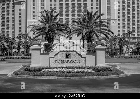 Orlando, Florida. Juli 16, 2019. JW Marriott Zeichen an John yaung Parkway Bereich Stockfoto