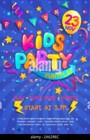 Kinder Partei vertikale Einladung Banner. Stock Vektor