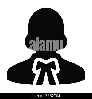 Gericht Symbol Vektor weibliche Benutzer person Profil avatar Symbol für Recht und Gerechtigkeit in flachen Farbe glyphe Piktogramm Abbildung Stock Vektor