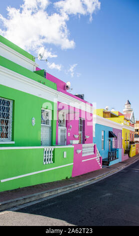 Bo-Kaap Häuserzeile, Straße in Kapstadt, Südafrika Stockfoto