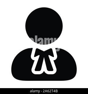 Advocacy Symbol Vektor männlichen Benutzer person Profil avatar Symbol für Recht und Gerechtigkeit in flachen Farbe glyphe Piktogramm Abbildung Stock Vektor