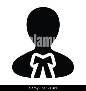 Vorschriften Symbol Vektor männlichen Benutzer person Profil avatar Symbol für Recht und Gerechtigkeit in flachen Farbe glyphe Piktogramm Abbildung Stock Vektor