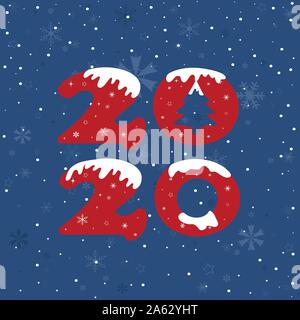 Frohes Neues Jahr 2020 Text Design Pattern. Stock Vektor