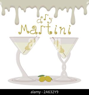 Abstrakt Vektor icon Abbildung: Logo für Alkohol cocktails Martini. Martini Muster bestehend aus Glas Schale mit transparenten Cocktail, geschnitten ol Stock Vektor