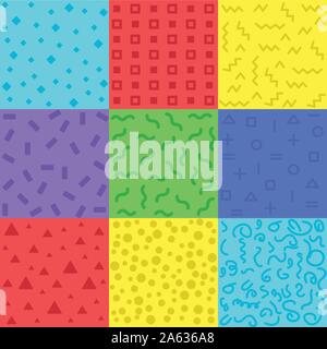 Sammlung von swatches Memphis Muster Stock Vektor