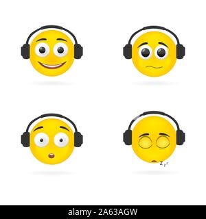Vector Illustration lächeln Emotionen Kopfhörer. Stock Vektor