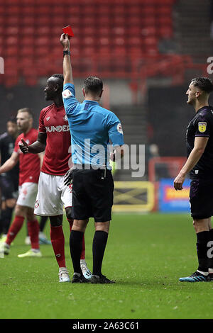 Bristol, UK. 23 Okt, 2019. Famara Diedhiou von Bristol City wird während der efl Sky Bet Championship Match zwischen Bristol City und Charlton Athletic an Ashton Gate, Bristol, England am 23. Oktober 2019 übermittelt. Foto von Dave Peters. Nur die redaktionelle Nutzung, eine Lizenz für die gewerbliche Nutzung erforderlich. Keine Verwendung in Wetten, Spiele oder einer einzelnen Verein/Liga/player Publikationen. Credit: UK Sport Pics Ltd/Alamy leben Nachrichten Stockfoto