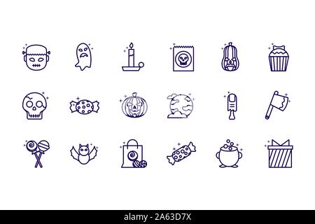 Bündel von Halloween set Symbole Stock Vektor