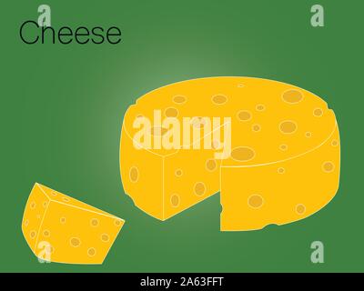 Runde gelbe Käse. Bunte vektor Abbildung kann für Promotion, Werbung, mit Text; für Milch Themen-, Markt- und Label Design. Stock Vektor