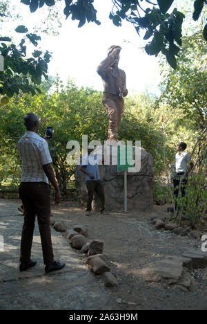 Statue von Doktor David Livingstone, Victoria Falls, Simbabwe. Stockfoto