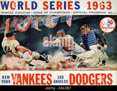 Vintage Cover auf dem Programm Publikation für die 1963 World Series zwischen den New York Yankees und die Los Angeles Dodgers. Stockfoto