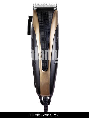 Haarschneider auf weißem trimmen Blades isoliert closeup Stockfoto