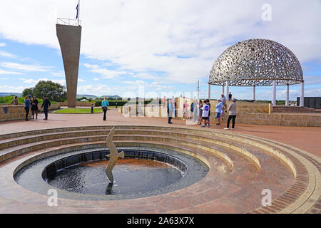 GERALDTON, Australien - 9 May 2019 - Blick auf das Wahrzeichen der HMAS Sydney II Memorial in Geraldton, Western Australia. Stockfoto