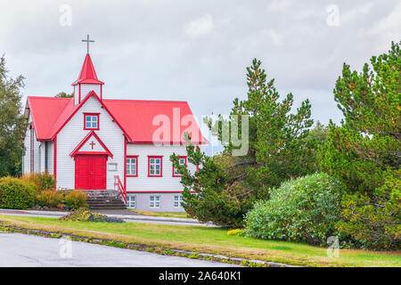 St. Peter Katholische Kirche (St. Peturskirkja) in der Stadt Akureyri. Island Stockfoto