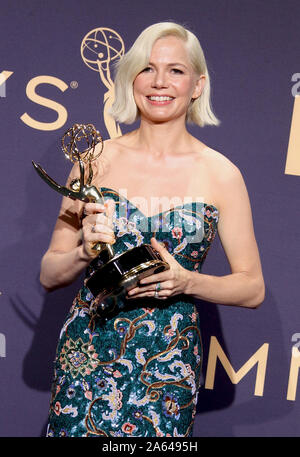 71 Emmy Awards (2019) Presse gehalten, die in den Microsoft Theater in Los Angeles, Kalifornien. Mit: Michelle Williams, Emmy Preisträger für herausragende Hauptdarstellerin in einer limitierten Serie oder Film für "Fosse/Verdon' Wo: Los Angeles, Kalifornien, Vereinigte Staaten, wenn: 22 Sep 2019 Credit: Adriana Barraza/WENN.com M. Stockfoto