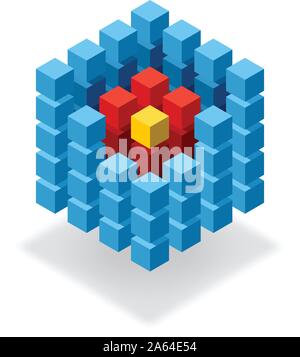 Segmentierte blauen Würfel Infografik Stock Vektor