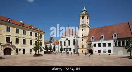 Altes Rathaus auf dem Hauptplatz, Altstadt, Bratislava, Slowakei Stockfoto