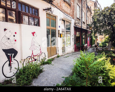 Bike Wandmalereien an Savamala Bezirk in Belgrad Stockfoto