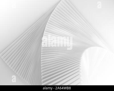 Abstrakte Digitale geometrische Hintergrund, parametrische Architektur Vorlage mit Spirale weißen Treppe installation, Ansicht von oben, 3D-Rendering illustration Stockfoto