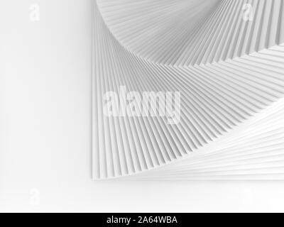 Abstrakte Digitale geometrische Hintergrund, parametrische Spirale weißen Treppe installation, Ansicht von oben, 3D-Rendering illustration Stockfoto