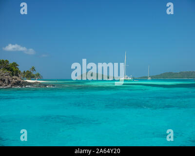 Yachten, Tobago Cays, St. Vincent und die Grenadinen Stockfoto