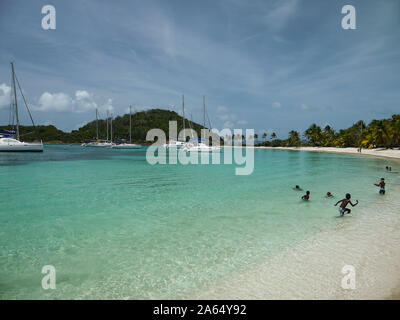 Salt Whistle Bay, Mayreau, St. Vincent und die Grenadinen, Karibik Stockfoto