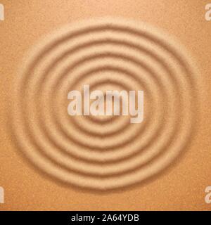 Welligkeit Spirale Zeichnung auf dem Sand Stock Vektor