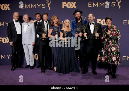 71 Emmy Awards (2019) Presse gehalten, die in den Microsoft Theater in Los Angeles, Kalifornien. Mit: Stellan Skarsgard, Jared Harris, Craig Mazin, Emmy Preisträger für herausragende Schreiben für eine limitierte Serie, Film oder dramatischen Speziell für "Tschernobyl "Tschernobyl Crew, Emmy Preisträger für herausragende limitierte Serien für "Tschernobyl", Johan Renck, Emmy Preisträger für herausragende Regie für eine begrenzte Reihe, 'Wo: Los Angeles, Kalifornien, Vereinigte Staaten, wenn: 22 Sep 2019 Credit: Adriana Barraza/WENN.com M. Stockfoto