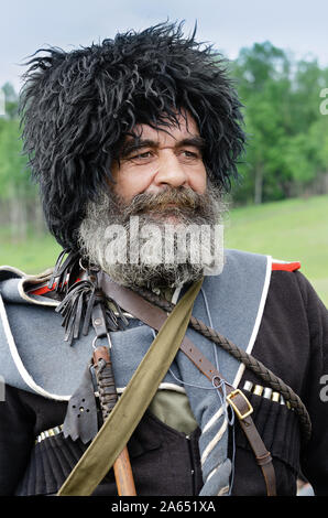 Rekonstruktion der Ereignisse des Bürgerkriegs in Rußland, Portrait eines Kosaken, Belgorod 19. Mai 2018 Stockfoto