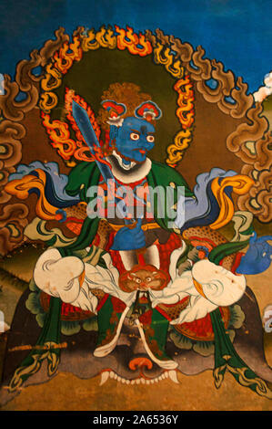 Wandmalereien im Tango Kloster in Thimpu Tals, Thimpu, Bhutan Stockfoto