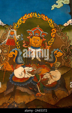 Wandmalereien im Tango Kloster in Thimpu Tals, Thimpu, Bhutan Stockfoto