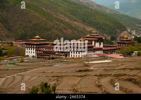 Tashichho Dzong, buddhistisches Kloster in Thimpu, Bhutan Stockfoto