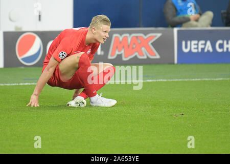 Salzburg, Österreich Oktober 23, 2019: CL - 19/20-RB Salzburg Vs. SSC Napoli Erling Haaland (FC Salzburg), Aktion. Einzelnes Bild. Ausschneiden. | Verwendung weltweit Stockfoto