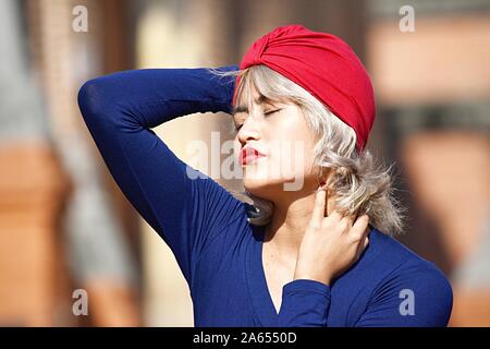 Stressvolle Minderheit Person Stockfoto