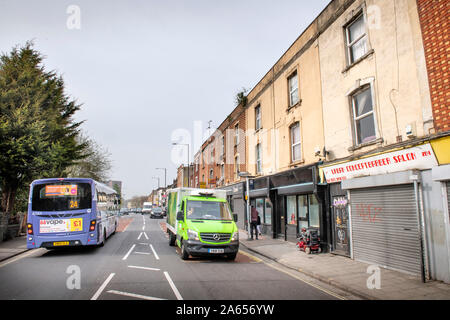 Stapleton Straße in Bristol, die einige Leute als die schlimmsten in Großbritannien einschließlich des Ministers Sajid Javid, die dort als Kind gelebt haben gekennzeichnet Stockfoto