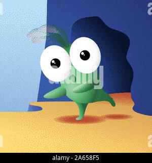 Kleines Monster in der Nähe der Höhle posing Stock Vektor